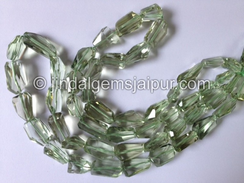 Green Amethyst Faceted Nuggets Shape Beads